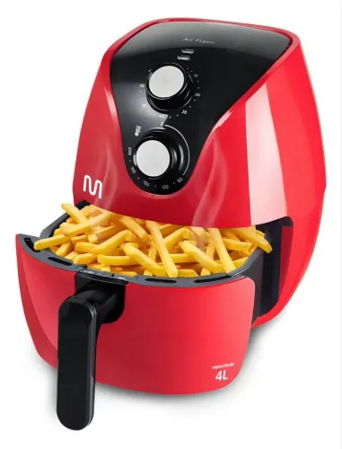 Fritadeira Elétrica Air Fryer 4L 220V 1500W com Grade Multilaser Vermelha - CE084