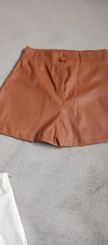 Shorts Couro Sintetico Feminino