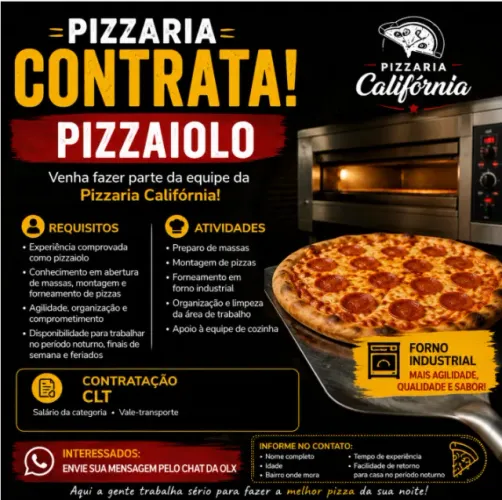 Pizzaiolo com Experiência - Contratação CLT