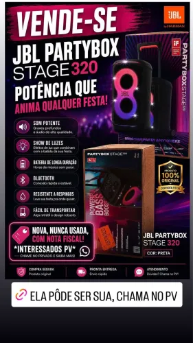 Vende-se jbl PARTY BOX stage 320 preta