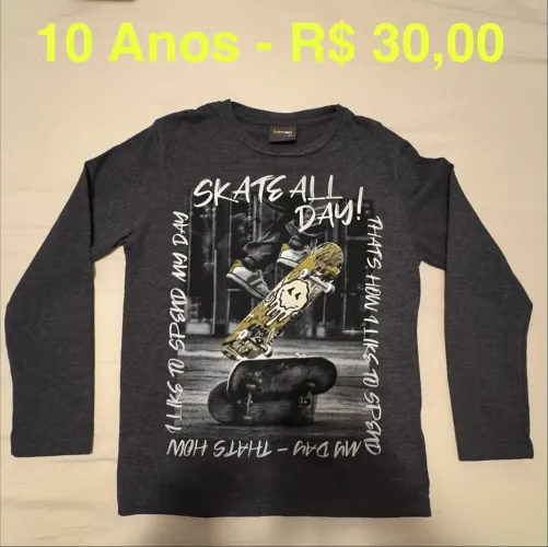 Camisa Infantil Manga Longa10 anos