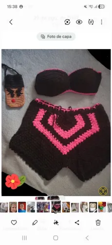 Conjunto moda praia crochê 