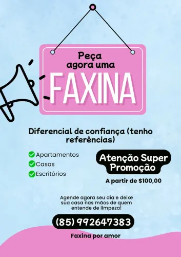 Faxina Promoção a partir de 100 reais