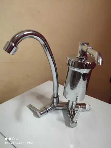 Torneira filtro parede Cromada luxo 360° bica alta dupla saída