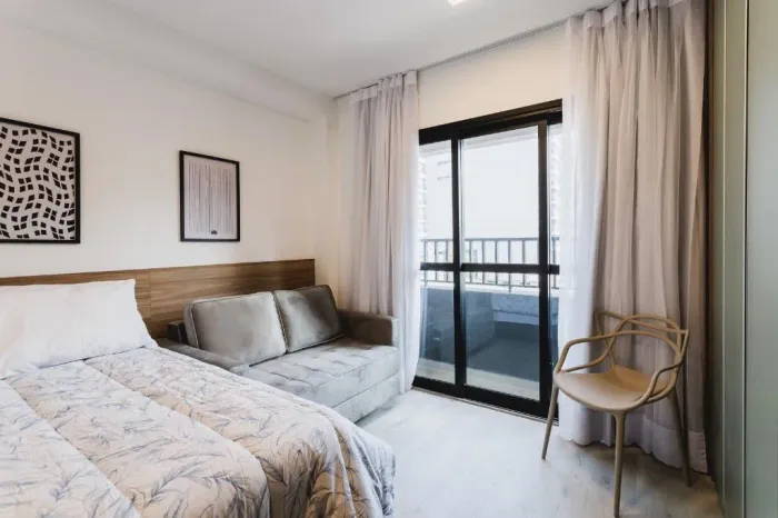 Studio para venda em Moema, São Paulo-SP: 1 quarto, 1 suíte, 1 banheiro, 24m² de área. Ven
