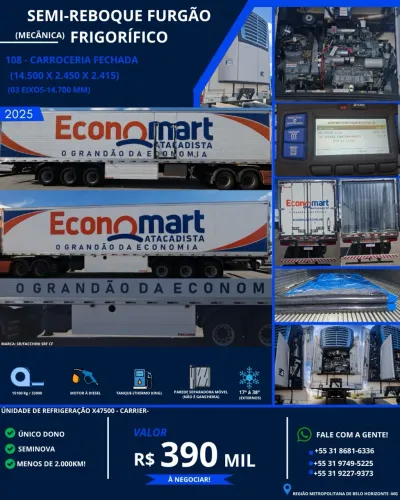 VENDE-SE CARRETA BAÚ FACCHINI REFRIGERAÇÃO CARRIER