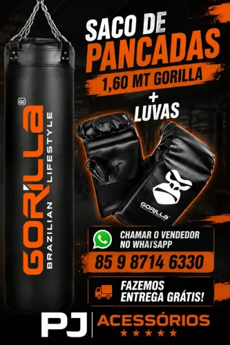 Saco de pancadas 1, 60 MT gorilla cheio e luvas. Entrega grátis