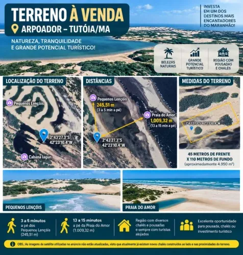 TERRENO À VENDA NA PEROBA TUTÓIA/MA | PRÓXIMO AOS PEQUENOS LENÇÓIS E PRAIAS