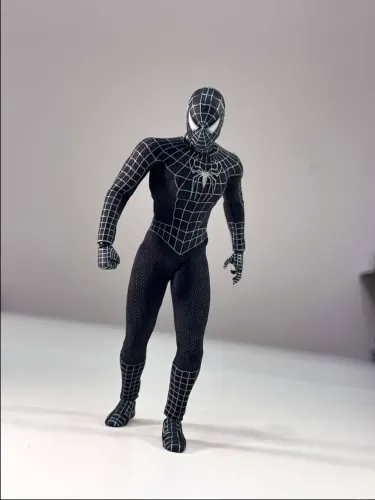 Spider man 3 Black Suit Tobey Maguire Web Slinger 1/12 novo