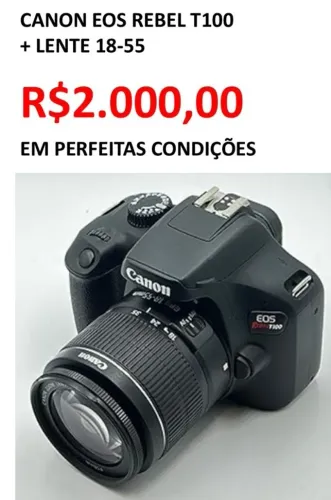 MÁQUINA FOTOGRÁFICA EOS REBEL T100 + LENTE 18-55