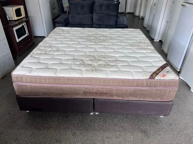 Cama box super king size Colchão Ortobom molas ensacandas bambú 