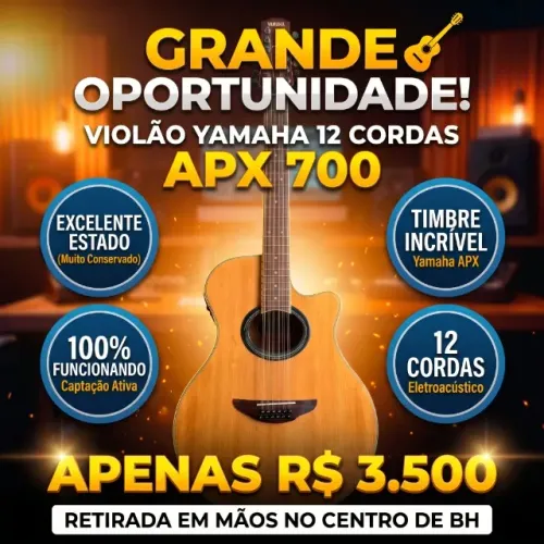 Violão Yamaha APX 700 - 12 Cordas Eletroacústico (Excelente Estado)