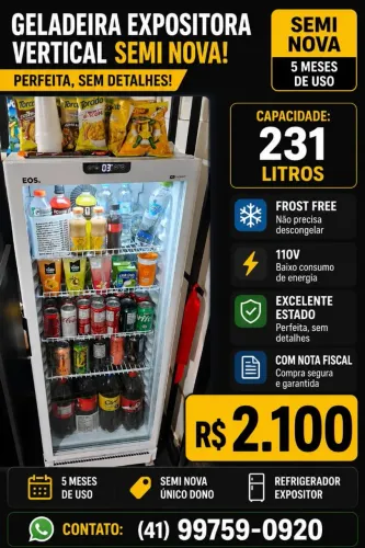 Geladeira expositora 110v semi nova