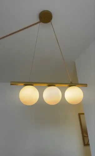 Lustre pendente figo ouro 3 globos - esfera de vidro