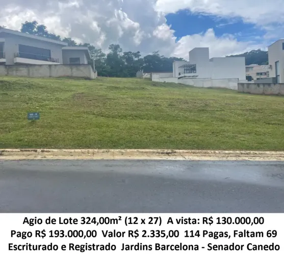 Leia a descrição: Agio de Lote 324,00m² - Jardins Barcelona