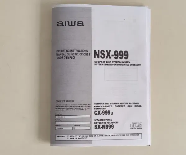 Manual De Instruções Aiwa Nsx 999 1800pwpo