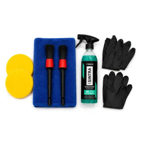 Kit Limpeza Interna Automotiva Vonixx Microfibra Pincéis