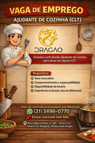 Vaga de Emprego- Ajudante de Cozinha