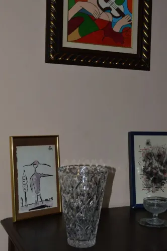 Vaso em cristal lapidado incolor