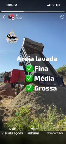 Areia lavada, Brita, Aterro, terra, cascalho, barro *
