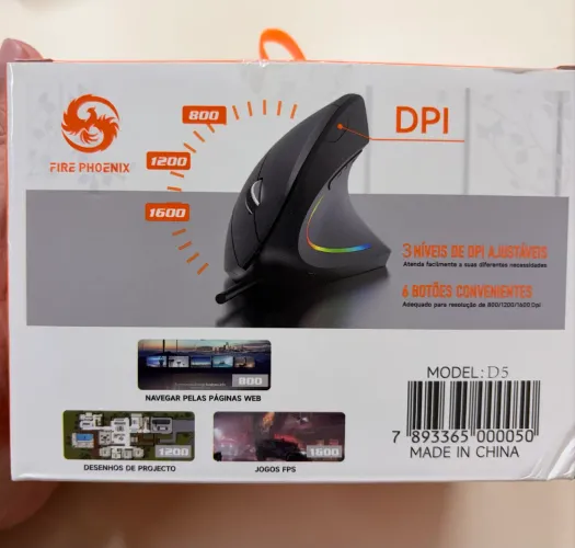 Mouse Ergonômico Vertical D5 com Fio