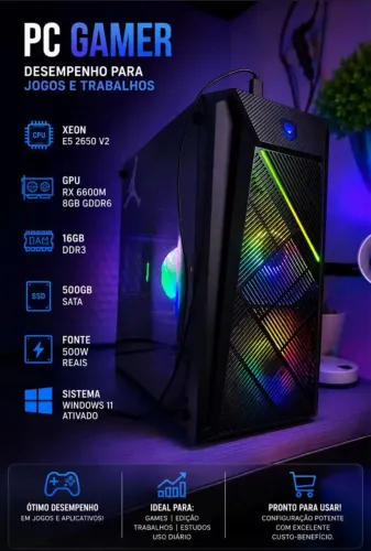 VENDO PC GAMER Xeon + RX 6600M 8GB + 16GB RAM + SSD 500GB