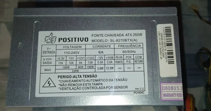1 Fonte POSITIVO ATX 250W e 4 Processadores com Cooler (no Estado) !!!