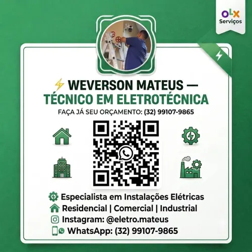 Eletrotécnico, Elétricista, especialista em Instalações Elétricas.