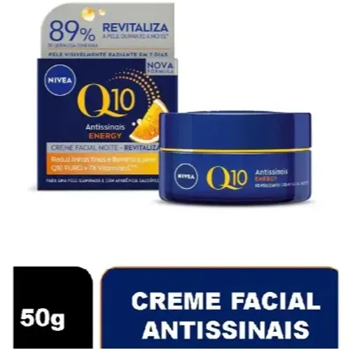 Creme de Rosto NIVEA Antissinais Q10 Energy Noite 50g Vitamina C + E Tratamento Facial