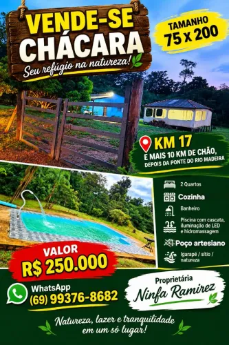 Vende-se chácara em Porto Velho depois da Ponte do rio madeira
