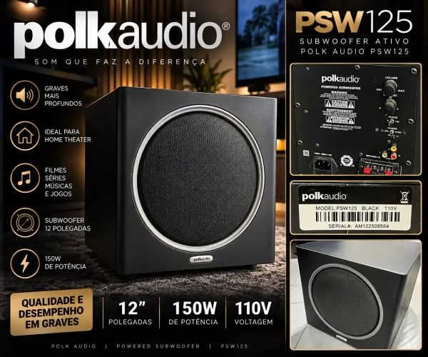Subwoofer Polk Audio PSW125 12? 150W 110V - Black