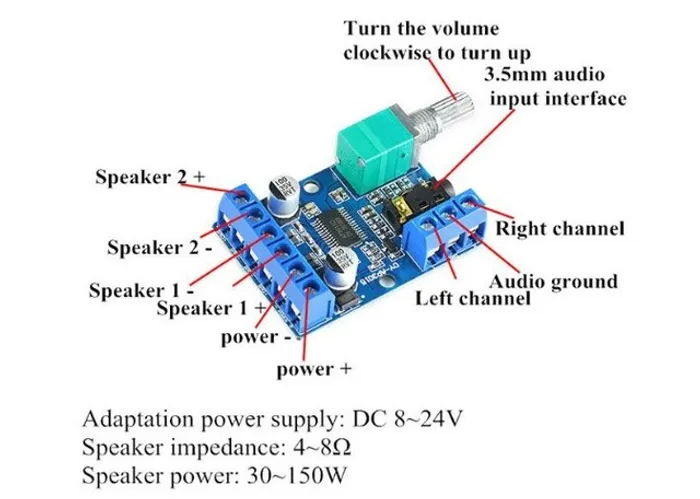Amplificador De Potência Do Módulo 30wx2 Diy Digital Arduino Automação COD-AM490 