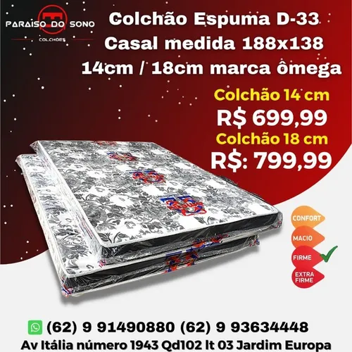 Colchão casal espuma d33 selada a pronta entrega