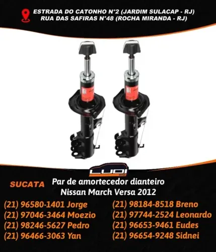 Par de amortecedor dianteiro Nissan March Versa 2012