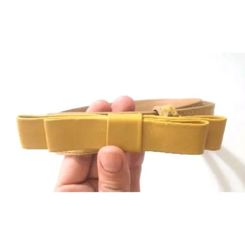 cinto couro legítimo cor amarelo mostarda laço