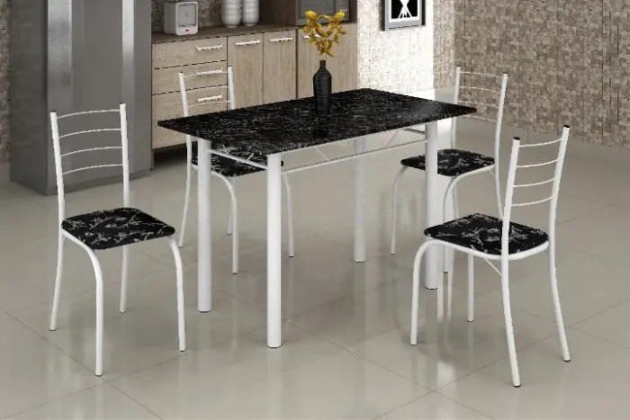  Mesa Rio 100x60 c/ 4 Cadeiras Branco Frete Grátis - Até 12x