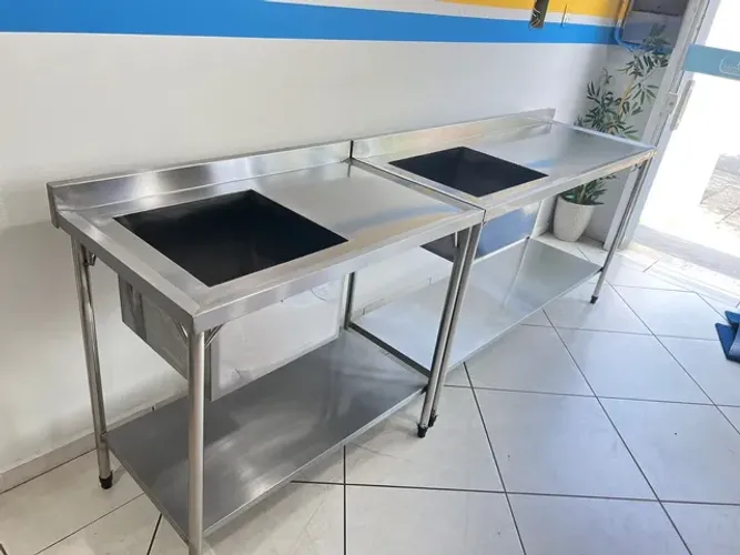 Pia industrial em aço inox escovado sob medida 430 ou 304 