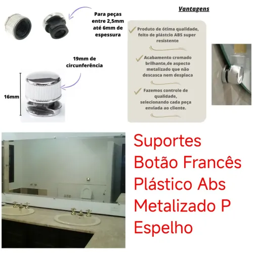 Botão Francês Plástico Abs Metalizado P Espelho