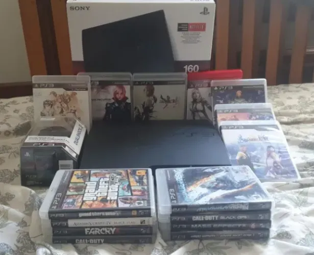 Playstation 3 - PS3 + Jogos de Coleção (15) + 1 DS3 Original + Caixa - Desbloqueado Fácil