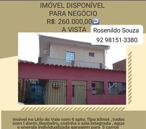Imóvel para venda tem 40 metros quadrados com 1 quarto em Lírio do Vale - Manaus - AM
