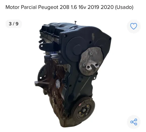 Motor Parcial Peugeot 208 1.6 16v 2019/2020