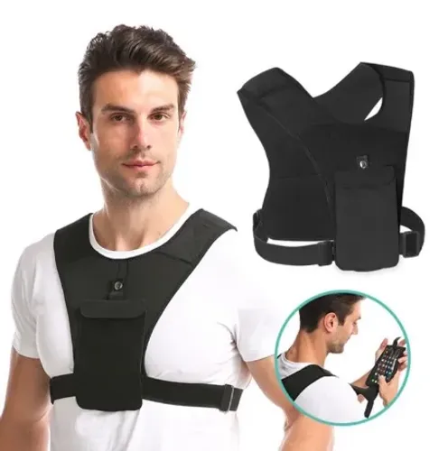 Colete Suporte Para Celular Peitoral com Bolso Para Corredor Corrida Treino Motoboy -z1432