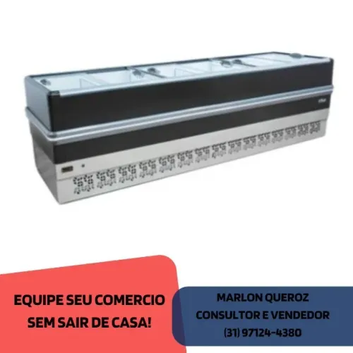 Ilha de Congelados 3M Vidro Reto Preta 220v Polar