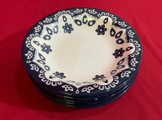 Conjunto de 5 Pratos de Cerâmica Decorados