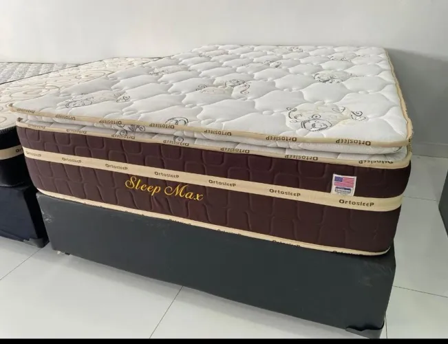 Cama box com colchão sleep Max confortável e alto