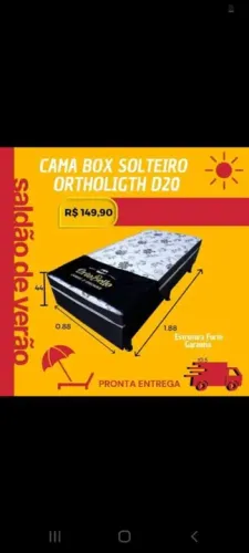 Cama Box Solteiro Ortoligth D20 - Pronta Entrega