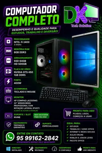COMPUTADOR COMPLETO i5 + Monitor HP 22" + Teclado e Mouse