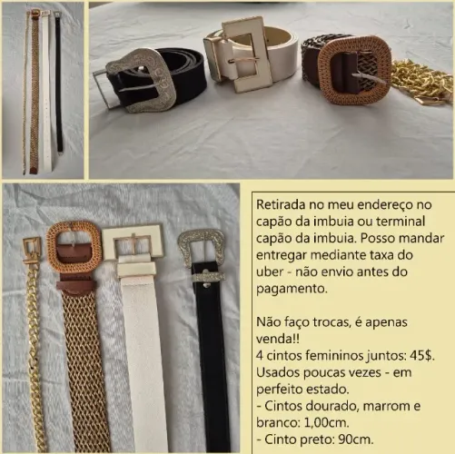 4 cintos juntos por 45$, perfeito estado