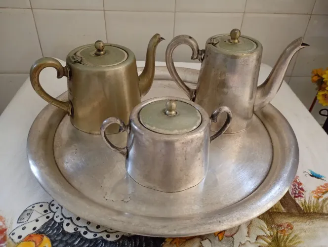 Baixela para chá e café espessurado à prata