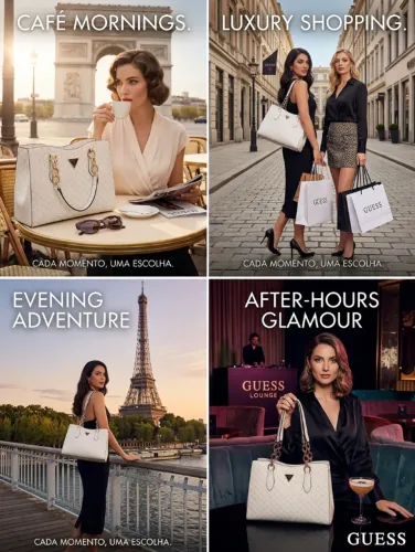 GUESS BOLSA ALÇAS CORRENTE DOURADA DUPLAS ORIGINAL IMPORTADA